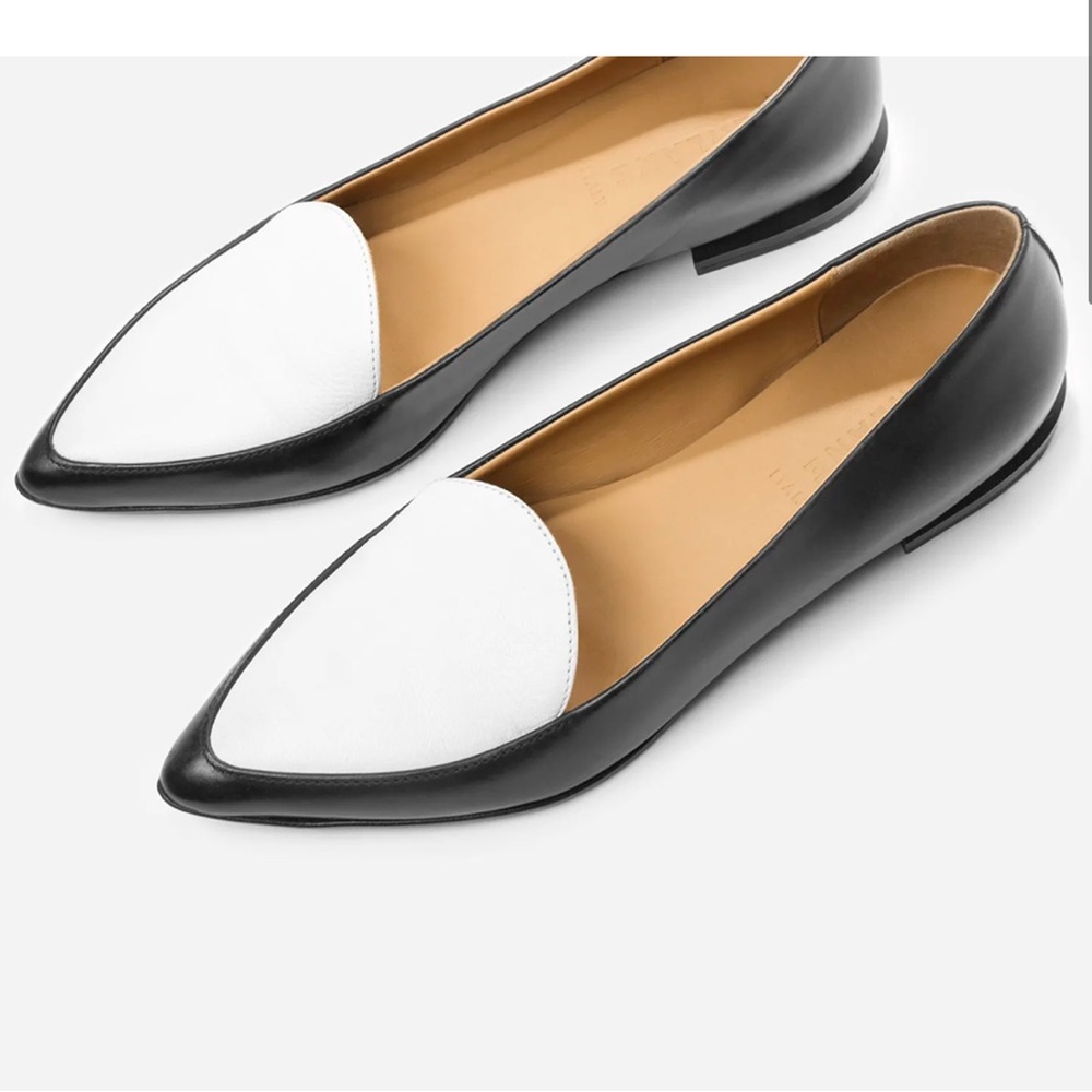 Everlane Flats The Modern Point Black and White Size:9.5 NWT